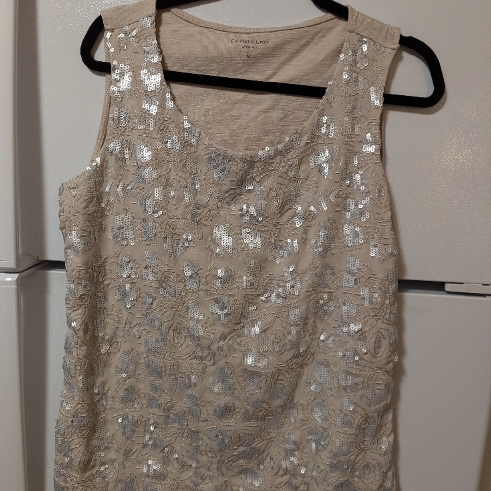 Sequin Scoop Neck Tank Top